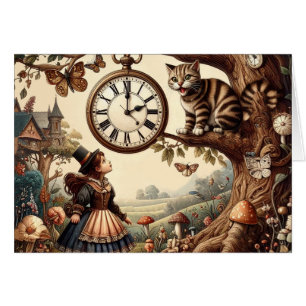 Alice & Cheshire Cat: Whimsical Wonderland Fantasi Hälsningskort