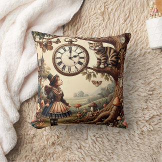 Alice & Cheshire Cat: Whimsical Wonderland Fantasi Kudde