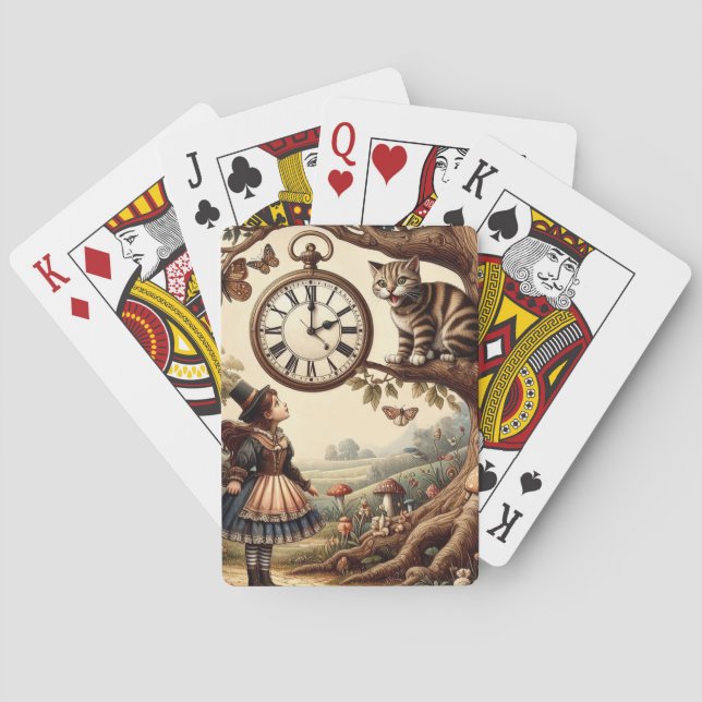 Alice & Cheshire Cat: Whimsical Wonderland Fantasy Casinokort (Baksidan)