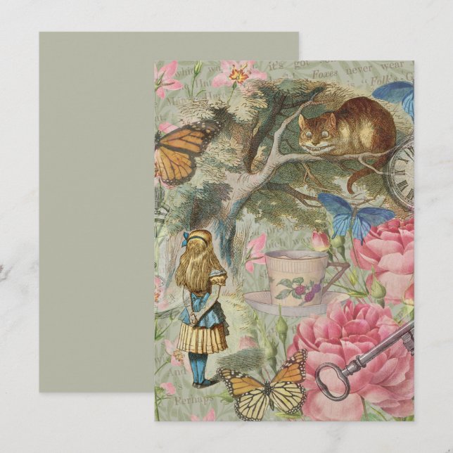 Alice Cheshire Cat Wonderland Träd Garden (Fram/baksida)