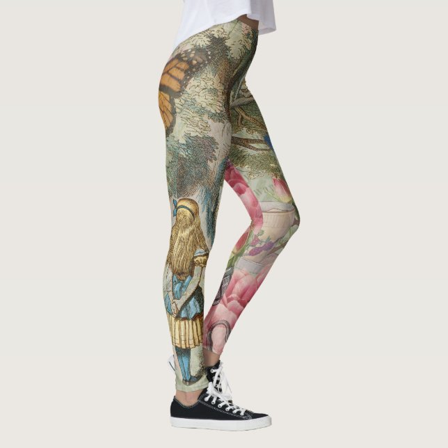 Alice Cheshire Cat Wonderland Träd Garden Leggings (Höger)