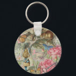 Alice Cheshire Cat Wonderland Träd Garden Nyckelring<br><div class="desc">Det här är den klassiska Alice i Wonderland och Cheshire Cat Alice chattor med Cheshire Cat som är sitta i träd. Den här Alice i Wonderland-bilden bygger på den ursprungliga Cheshire Cat-bilden från Alice's Äventyr i Wonderland-serien av illustrator John Tenniel, sammansatt i ett kollage med blommor, nyckel, fickur och fjärilar...</div>
