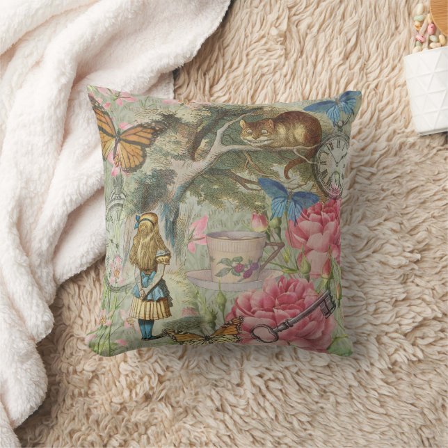 Alice Cheshire Cat Wonderland Trädgård Kudde (Filt)