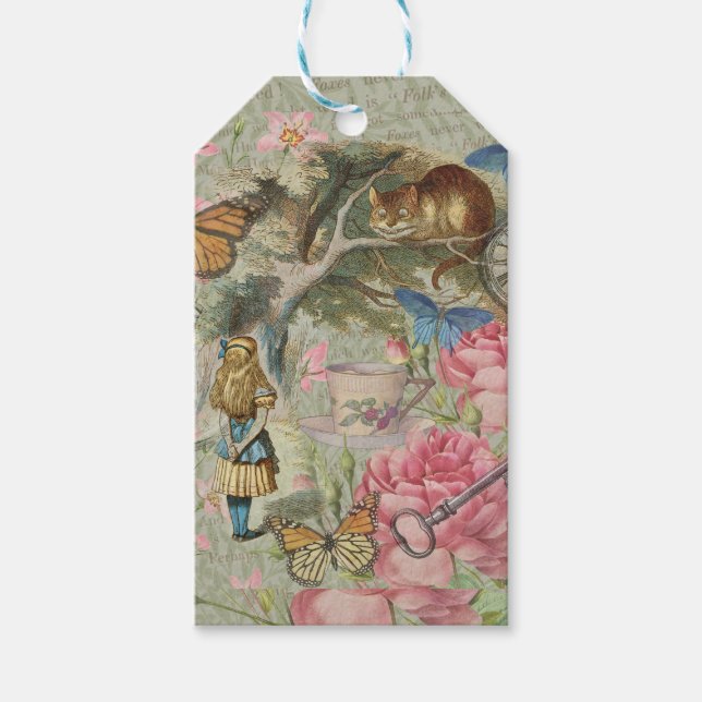 Alice Cheshire Cat Wonderland Trädgård Presentetikett (Framsidan)
