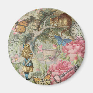 Alice Cheshire Katt Wonderland Trädgård Magnet