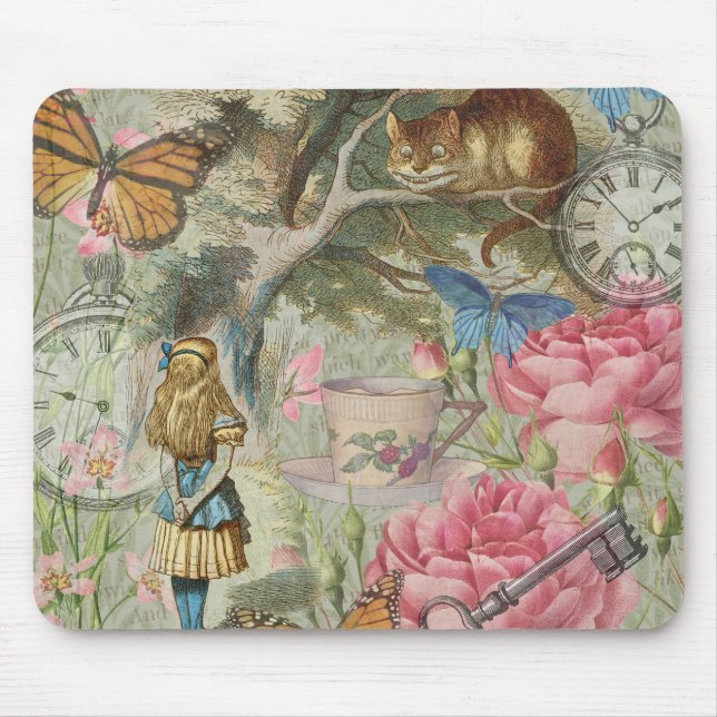 Alice Cheshire Katt Wonderland Trädgård Musmatta (Framsidan)