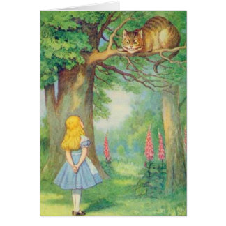 Alice & den Cheshire kattfärgen Hälsningskort