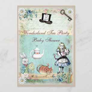 Alice & det Cheshirekatten Wonderland Baby Shower Inbjudningar