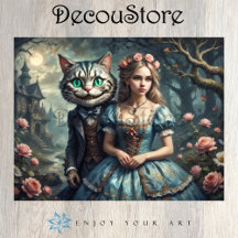 Alice & det leende Cheshirekatten decoupage