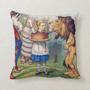 Alice, det lejont och unicornen i underland kudde
