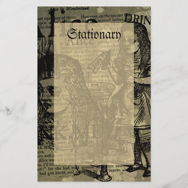 Alice Drink Me Collage Brevpapper (Framsida)