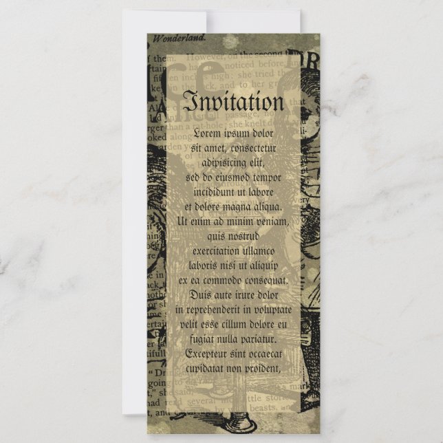 Alice Drink Me Collage Inbjudningar (Framsida)