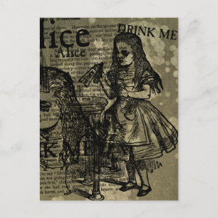 Alice Drink Me Collage Vykort