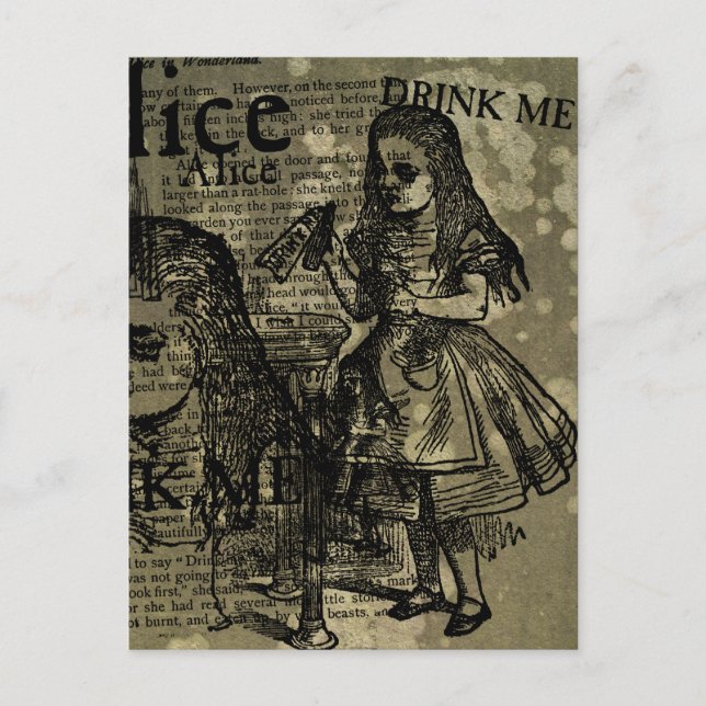 Alice Drink Me Collage Vykort (Framsida)