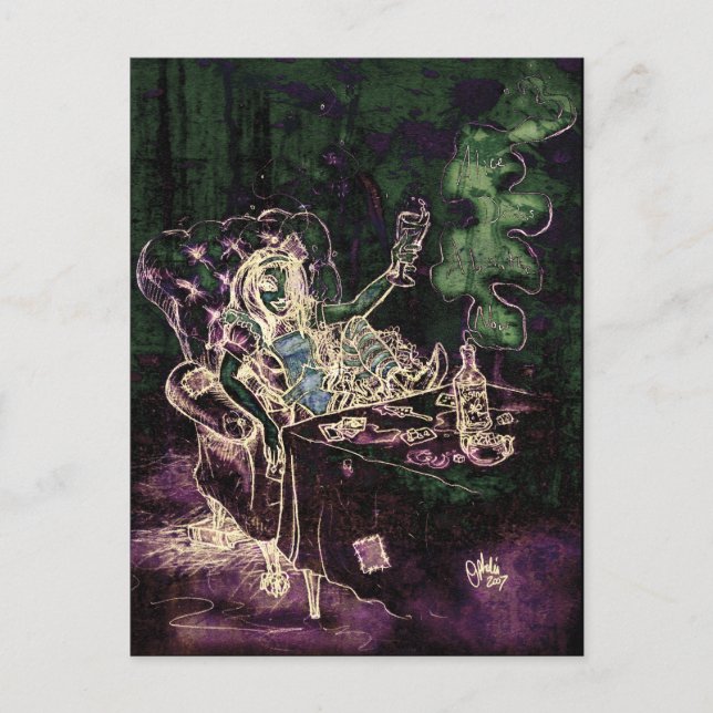 Alice Drinks Absinthe Now (negativt) Vykort (Framsida)