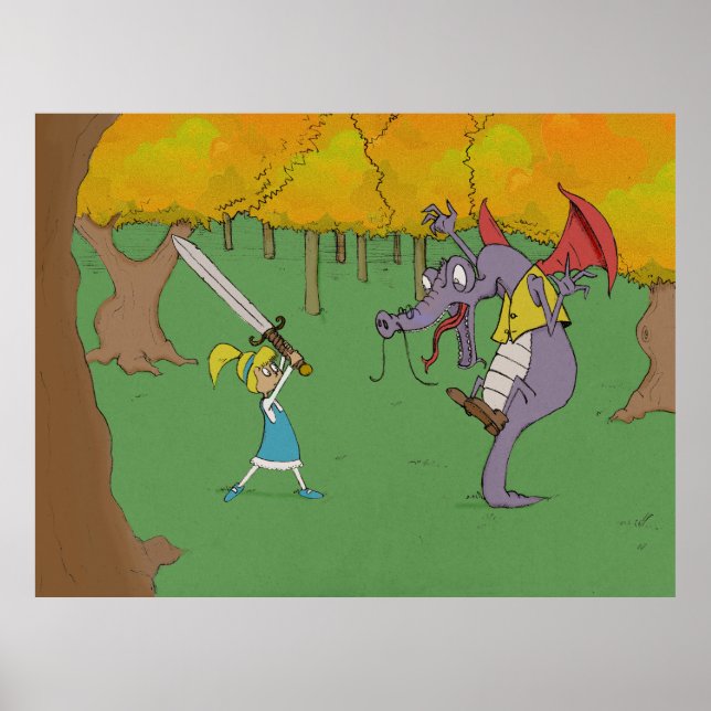 Alice Fighting the Jabberwocky Poster (Framsidan)
