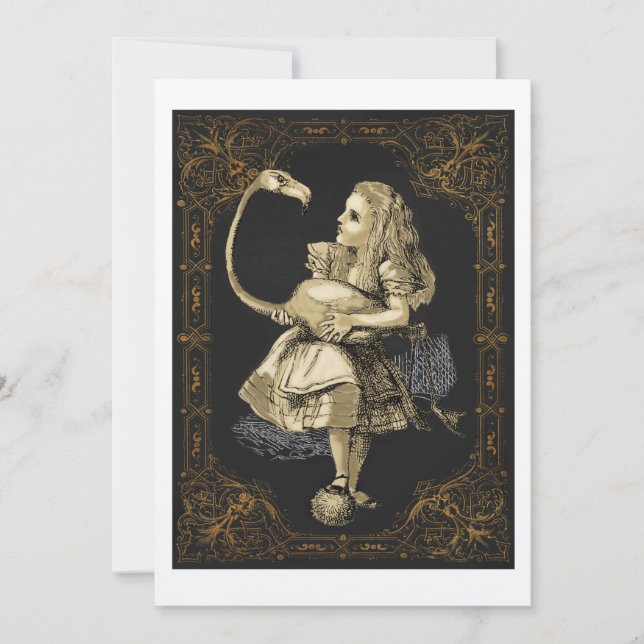 Alice & Flamingo Alice Wonderland Party bjudan Inbjudningar (Framsida)