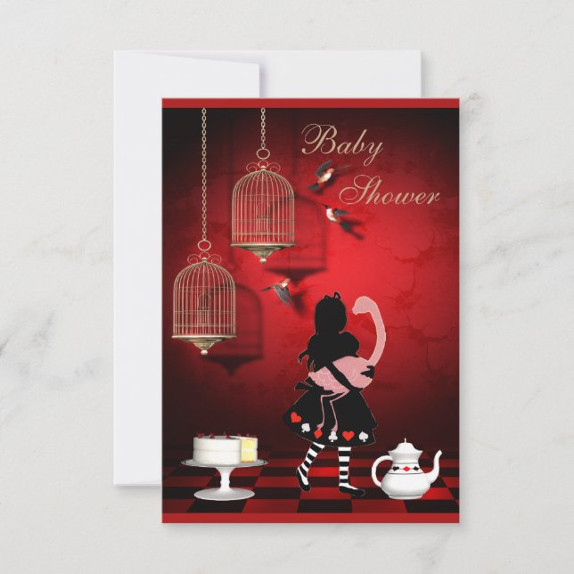 Alice & Flamingo Birds & Cages Baby Shower Inbjudningar (Framsida)