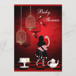 Alice & Flamingo Birds & Cages Baby Shower Inbjudningar
