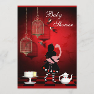 Alice & Flamingo Birds & Cages Baby Shower Inbjudningar