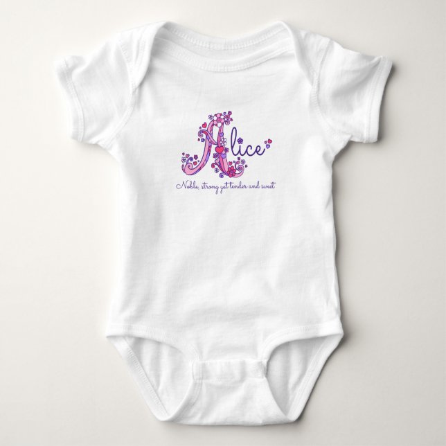 Alice Flickor namn & betydelsen A monogramkläder Tee Shirt (Framsida)
