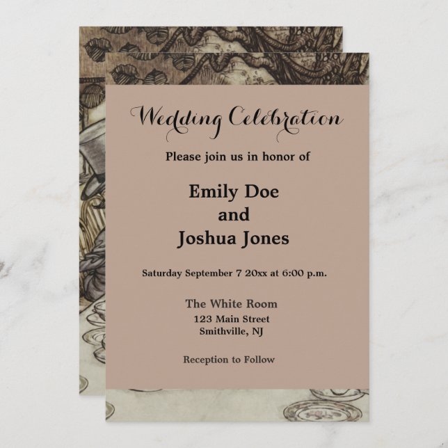 Alice Födelsedag Icke-födelsedags Rabb Hathatt Fli Inbjudningar (Fram/baksida)