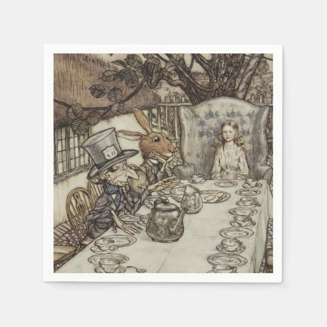 Alice Födelsedag Obursdag Kanin Hattpartaj Pappersservett (Framsidan)