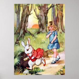 Alice följer den vita kaninen till Wonderland Poster