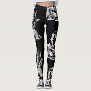 Alice för tokig Hatter svart damasker Leggings
