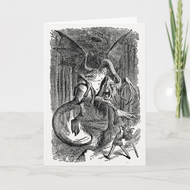 Alice genom det Tittar glaset - Jabberwocky Kort (Framsida)