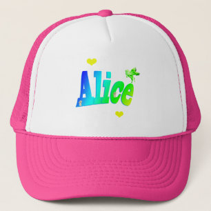 Alice, Girls Namn Logotyp med örter, Keps