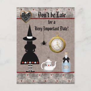 Alice Halloween Baby Shower Spara datumet Meddelande Vykort