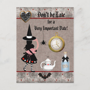 Alice Halloween Baby Shower Spara datumet Meddelande Vykort