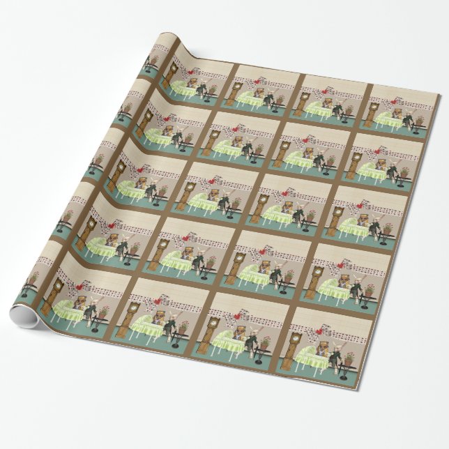 Alice & Hare i underland över baby shower Presentpapper (Utrullad)