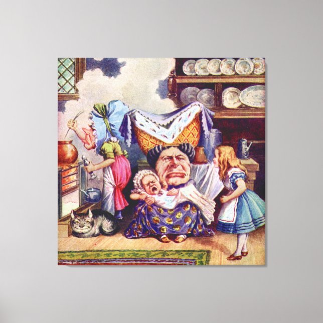 Alice, hertiginnan och Gris Baby i köket Canvastryck (Framsida)