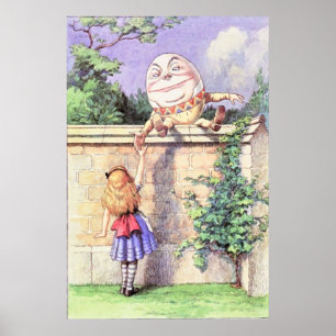 Alice & Humpty Dumpty i full färg Poster
