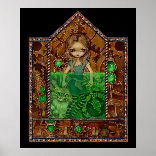 Alice i Absinthe ART PRINT wonderland steampunk Poster (Framsidan)