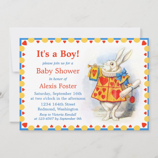 Alice i beställnings- baby showerinbjudan för inbjudningar (Framsida)
