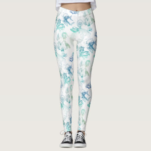Alice i damasker för grönt för underlandTeablå Leggings