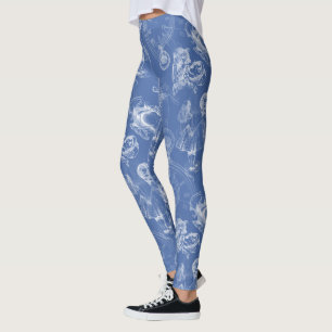Alice i damasker för underlandTeaTime blått Leggings