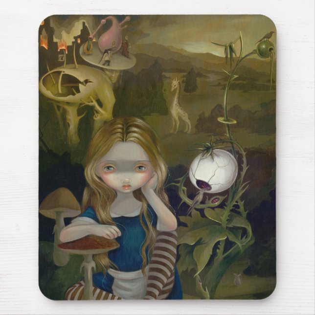 Alice i en Bosch landskap underland Mousepad Musmatta (Framsidan)