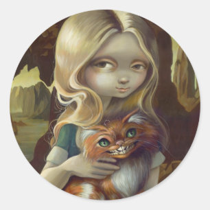 "Alice i en Da Vinci Porträtt"-symbol Runt Klistermärke