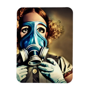 Alice i en gasmask magnet