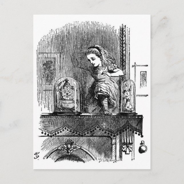 Alice i en spegel vykort (Framsida)