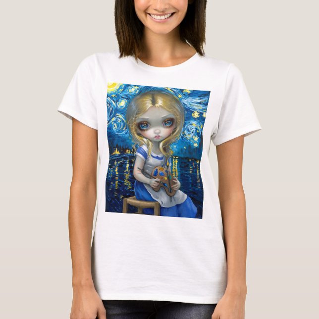 "Alice i en Van Gogh Nocturne" T Shirt (Framsida)