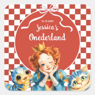 Alice i ENDRÖMMLAND Hjärtans drottning 1-årsdag  Fyrkantigt Klistermärke