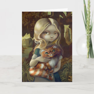 "Alice i ett Da Vinci Porträtt"-gratulationskort Kort