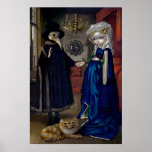 Alice i ett Van Eyck Porträtt ART PRINT wonderland Poster