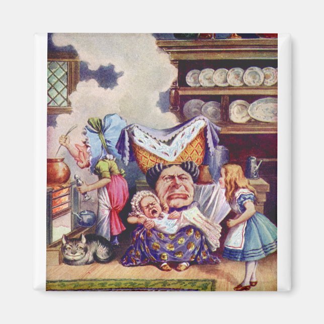 Alice i köket med hertiginnan och Gris Baby Magnet (Framsidan)