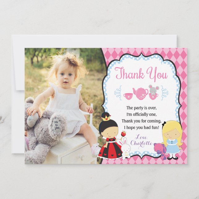 Alice i kort för ONEderland födelsedagtack (Framsida)